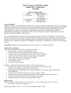 English 1010 Syllabus: Composition I - PGCC Fall 2010
