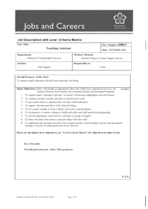 Level Criteria Matrix E9001 Teaching Assistant JD & Level Criteria