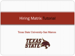 Hiring Matrix Tutorial - Texas State University