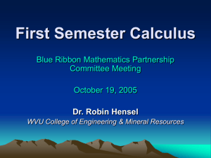 First Semester Calculus - Blue Ribbon Mathematics