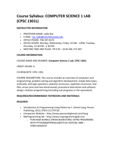 CPSC 1301L- Ray  - TSYS School of Computer Science