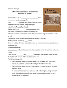 The Great Depression Notes Sheet