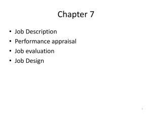 Chapter 7 Job Description, Performance Appraisal, Evaluation and
