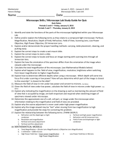 Microscope Skills / Microscope Lab Study Guide for Quiz