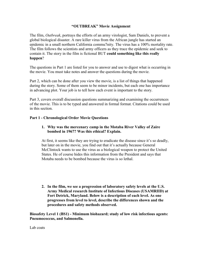 30 Outbreak Movie Questions Worksheet Answers - Worksheet Project List