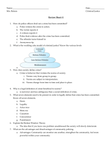 Name: Date: Mrs. Belesis Criminal Justice Review Sheet #1 How do