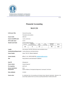 Financial Accounting MAN 231 - IUS | International Business and