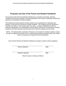 Cornerstone Christian Academy Parent and Student Handbook