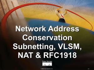 Network Address Conservation, Subnetting, VLSM