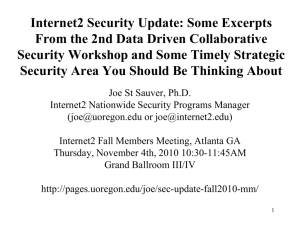 Internet2 Security Update: Some Excerpts From the 2nd Data Driven