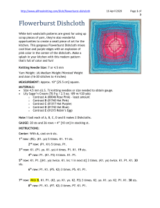 15 May 2014 Page of 3 Flowerburst Dishcloth While knit washcloth