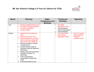 Mt. San Antonio College's A Year at a Glance for TCDs Month