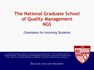 Welcome to NGS - The National Graduate School of Quality