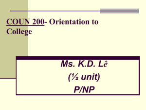 Coun 100- Orientation to College