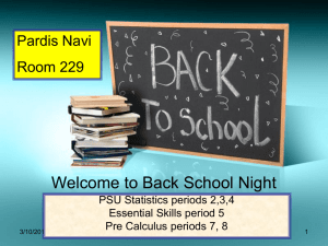 Welcome to Back School Night PSU - navimath