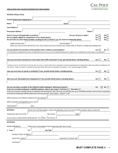 application for student/intermittent employment