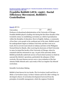 Franklin Bobbitt (1876–1956) - Social Efficiency Movement, Bobbitt's