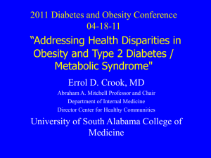 Michigan NKF: Easterling Lecture Diabetes, Obesity, the Metabolic