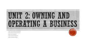 Unit 2: Owning and Operating a Business