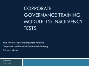 insolvency tests - Solomon Islands Chamber of Commerce and