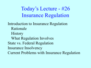 Today's Lecture - #16 Insurance Regulation
