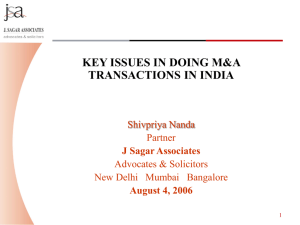a presentation given by Shivpriya Nanda of J Sagar Associates