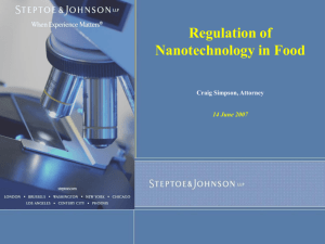Regulation of Nanotechnology in Food