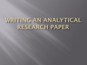 Writing an Analytical Research Paper