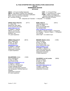 Membership Roster - El Paso Interpreters and Translators