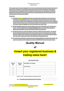 Sample Quality Manual Class 4.3 - National Measurement Institute