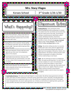 3rd grade weekly newsletter 1-27-15