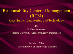 Responsibility Centered Management (RCM) Case Study