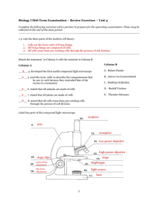 Biology I Mid-Term Examination * Review Exercises * Unit 4