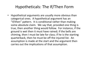 Hypotheticals: The If/Then Form