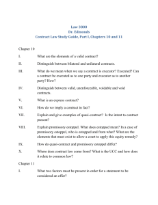 Study Guide, Contract Law Part I