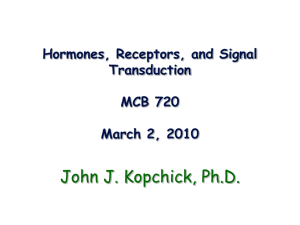 Hormones, Receptors, and Signal Transduction