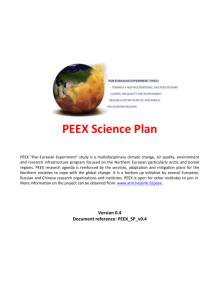 PEEX Science Plan status