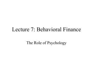 Lecture 6: Behavioral Finance