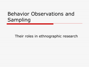 Behavior Observations and Recording