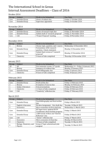 The International School in Genoa Internal Assessment Deadlines