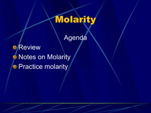 Molarity - WaylandHighSchoolChemistry