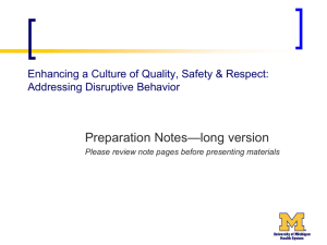 Managing Disruptive Behavior - University of Michigan Health System