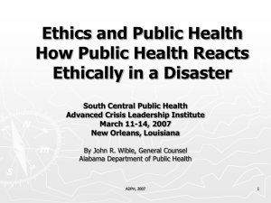 Ethics and Public Health How Public Health Reacts Ethically in a