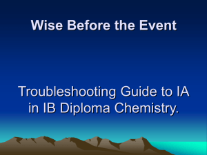Wise Before the Event Troubleshooting Guide to IA in IB Diploma