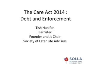 Care Act 2014 Assets Debts and Enforcement NAFAO 2015