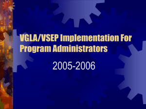 VGLA/VSEP Implementation For Program Administrators