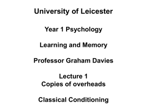 University of Leicester Year 1 Psychology Learning and Memory