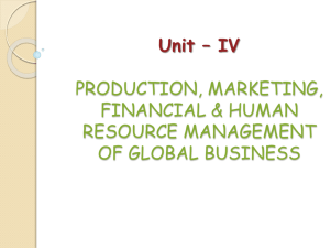 Unit * IV PRODUCTION, MARKETING, FINANCIAL AND HUMAN