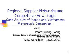 Regional Supplier Networks and Competitive Advantage