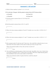 Homework 5 – GCF and LCM - Cascade Ridge Math Club